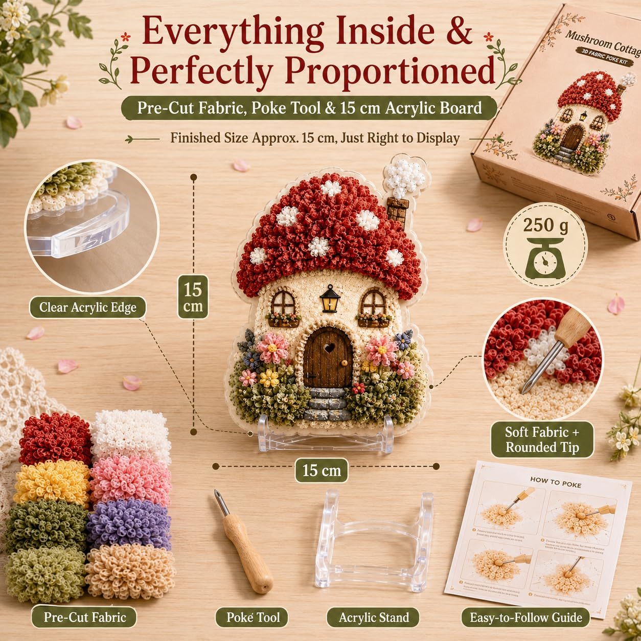 DIY 3D Fabric Poke Art Kit Whi - Sewing Textile Art recension och pris