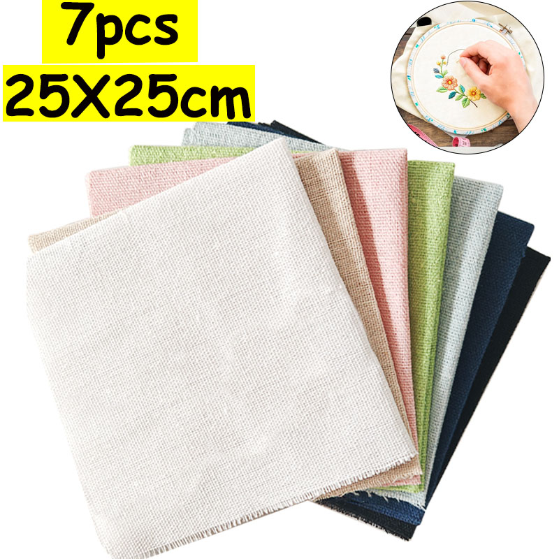 7-Piece Set of 25* 25cm Linen  - Sewing Textile Art recension och pris
