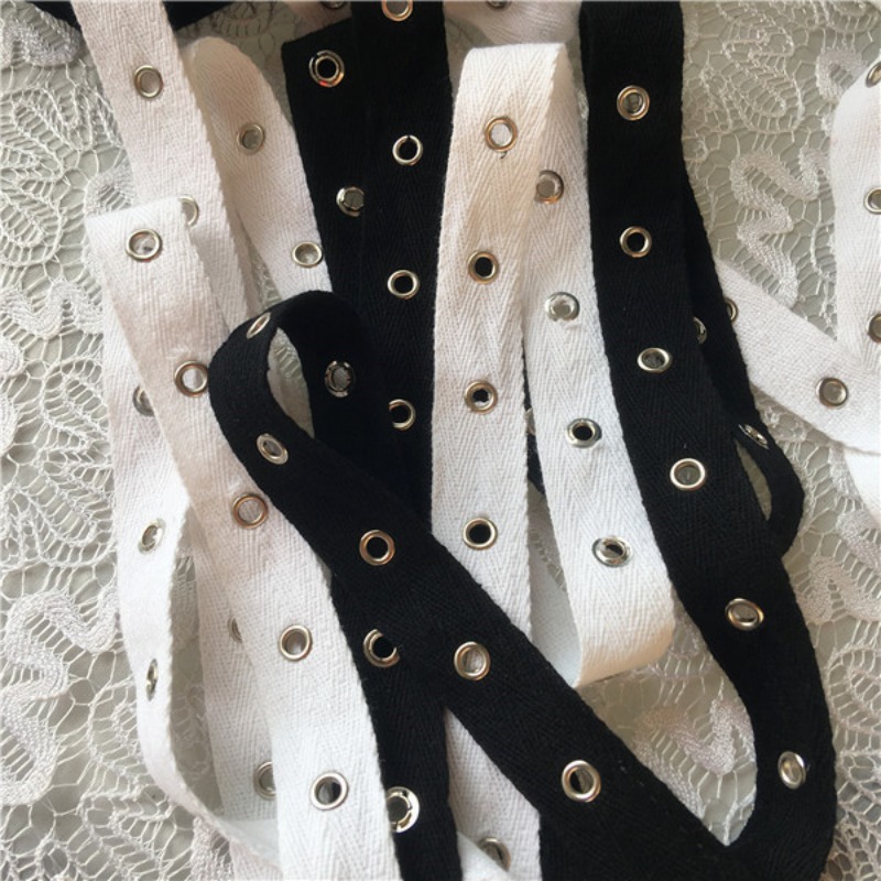 Black and White Cotton Webbing - Sewing Eyelet Fabric recension och pris